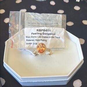 Gold Plated Ring with Amber Topaz BP Nov 2024